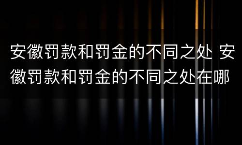 安徽罚款和罚金的不同之处 安徽罚款和罚金的不同之处在哪