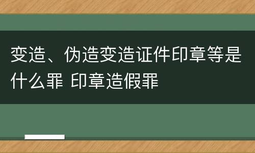 变造、伪造变造证件印章等是什么罪 印章造假罪