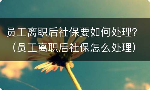 员工离职后社保要如何处理？（员工离职后社保怎么处理）