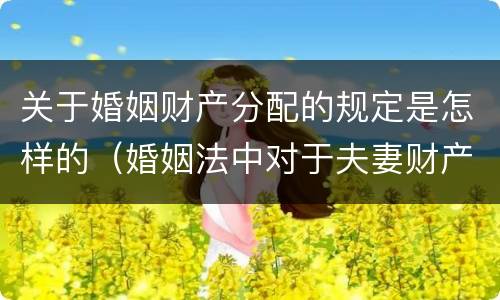 关于婚姻财产分配的规定是怎样的（婚姻法中对于夫妻财产如何分配）