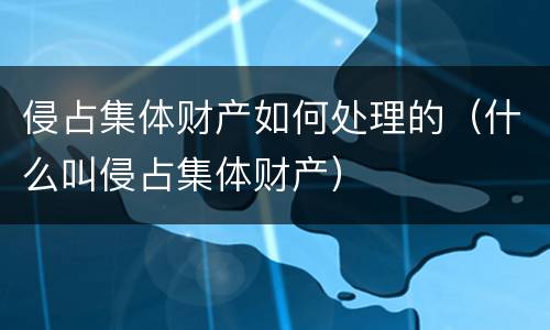 侵占集体财产如何处理的（什么叫侵占集体财产）