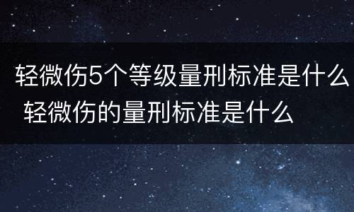 轻微伤5个等级量刑标准是什么 轻微伤的量刑标准是什么