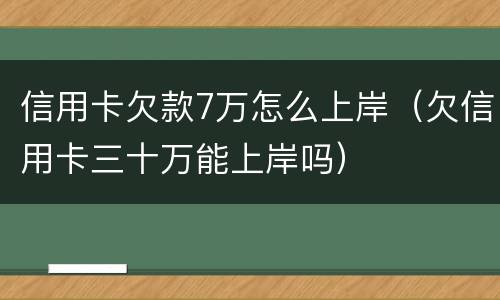 信用卡欠款7万怎么上岸（欠信用卡三十万能上岸吗）