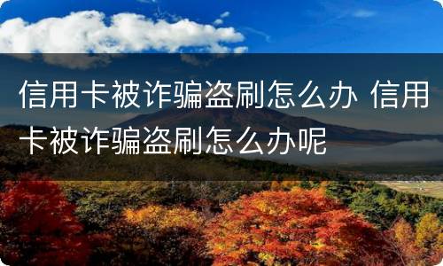 信用卡被诈骗盗刷怎么办 信用卡被诈骗盗刷怎么办呢