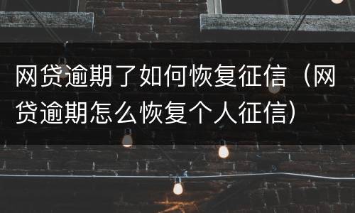 网贷逾期了如何恢复征信（网贷逾期怎么恢复个人征信）