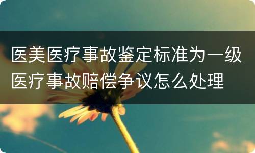 医美医疗事故鉴定标准为一级医疗事故赔偿争议怎么处理