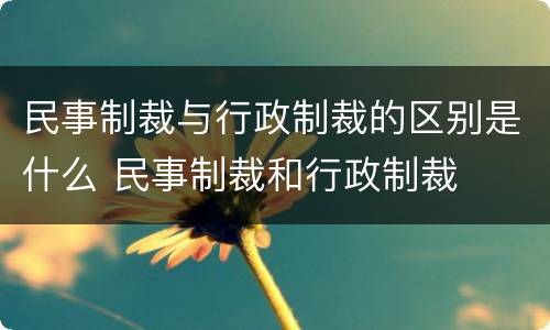 民事制裁与行政制裁的区别是什么 民事制裁和行政制裁