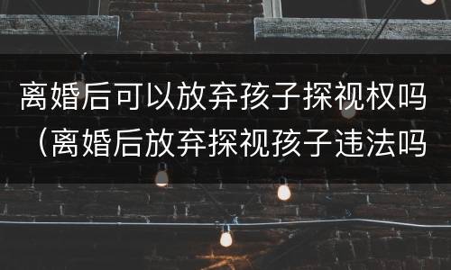离婚后可以放弃孩子探视权吗（离婚后放弃探视孩子违法吗）