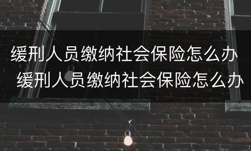 缓刑人员缴纳社会保险怎么办 缓刑人员缴纳社会保险怎么办手续