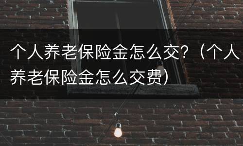 个人养老保险金怎么交?（个人养老保险金怎么交费）