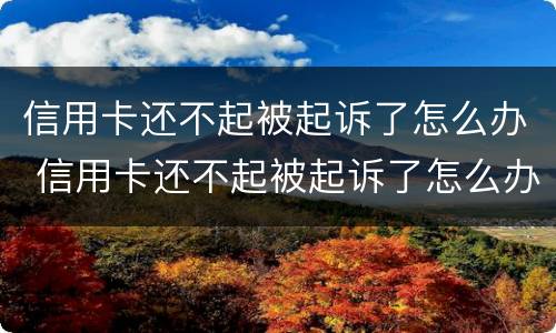信用卡还不起被起诉了怎么办 信用卡还不起被起诉了怎么办?