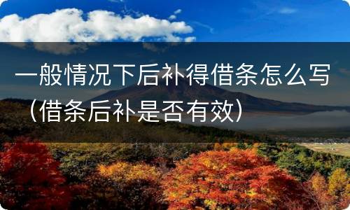 一般情况下后补得借条怎么写（借条后补是否有效）