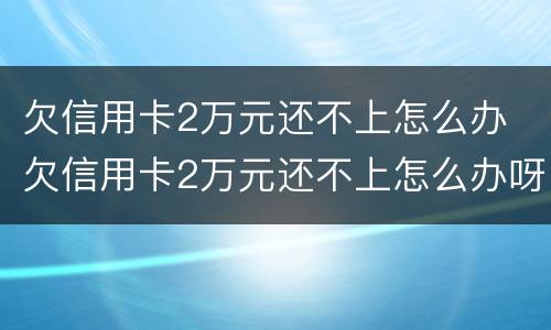 欠信用卡2万元还不上怎么办 欠信用卡2万元还不上怎么办呀