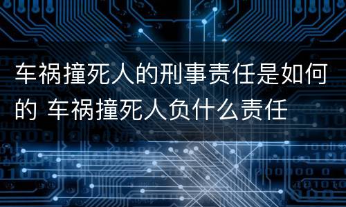 车祸撞死人的刑事责任是如何的 车祸撞死人负什么责任