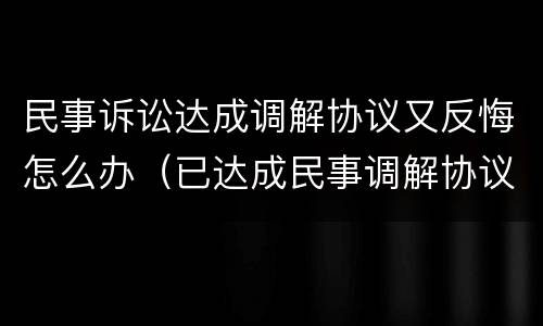 民事诉讼达成调解协议又反悔怎么办（已达成民事调解协议反悔怎么办）