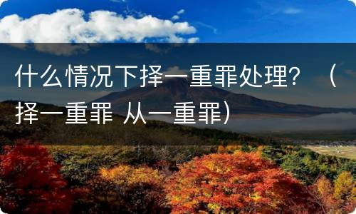 什么情况下择一重罪处理？（择一重罪 从一重罪）