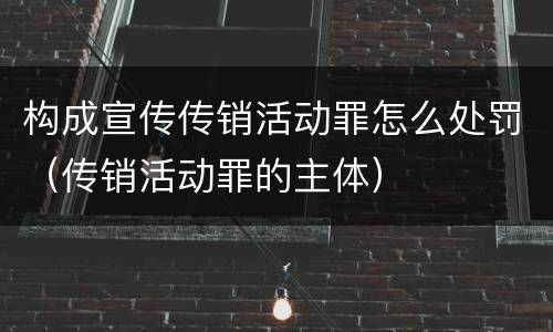 构成宣传传销活动罪怎么处罚（传销活动罪的主体）
