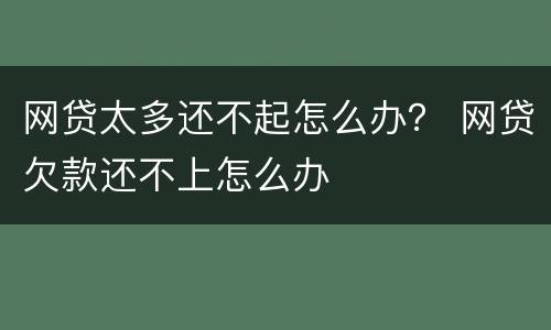 网贷太多还不起怎么办？ 网贷欠款还不上怎么办