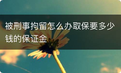 被刑事拘留怎么办取保要多少钱的保证金