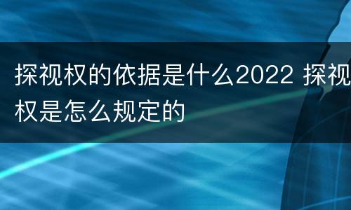 探视权的依据是什么2022 探视权是怎么规定的
