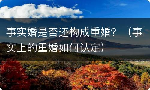事实婚是否还构成重婚？（事实上的重婚如何认定）