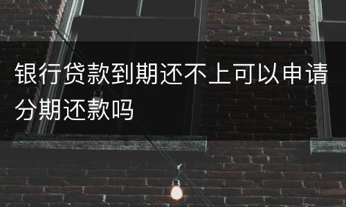 银行贷款到期还不上可以申请分期还款吗