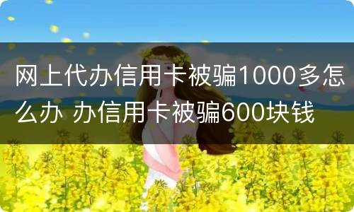 网上代办信用卡被骗1000多怎么办 办信用卡被骗600块钱