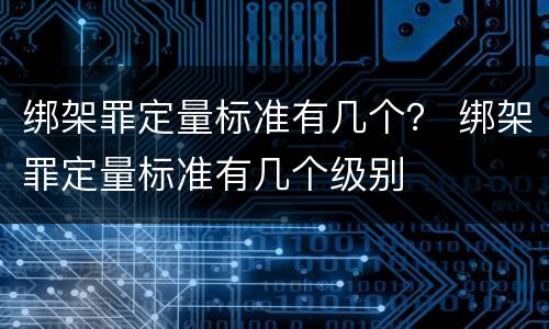 绑架罪定量标准有几个？ 绑架罪定量标准有几个级别