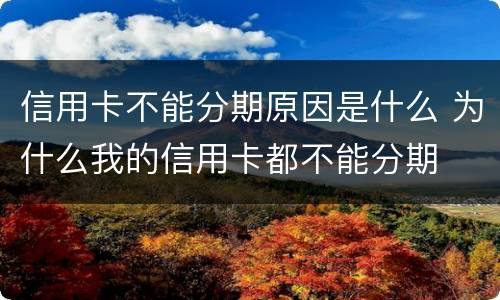 信用卡不能分期原因是什么 为什么我的信用卡都不能分期