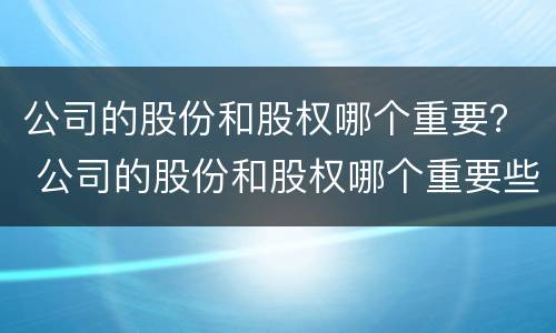 公司的股份和股权哪个重要？ 公司的股份和股权哪个重要些