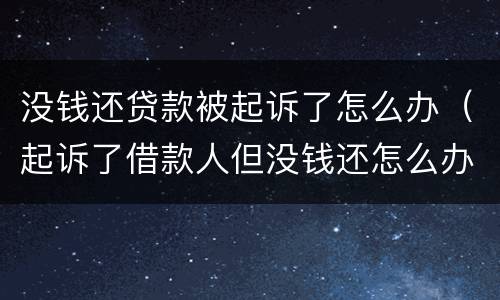 没钱还贷款被起诉了怎么办（起诉了借款人但没钱还怎么办）