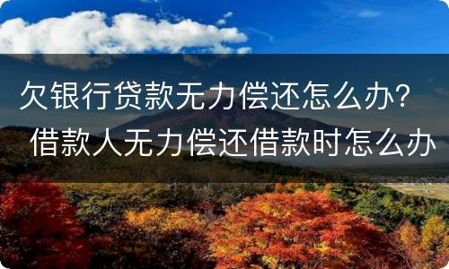 欠银行贷款无力偿还怎么办？ 借款人无力偿还借款时怎么办