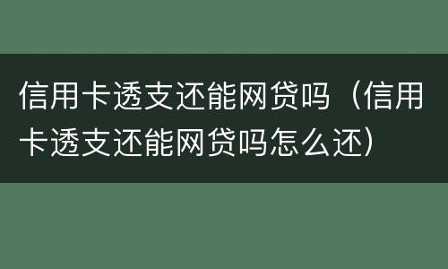 信用卡透支还能网贷吗（信用卡透支还能网贷吗怎么还）