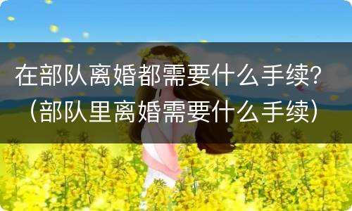 在部队离婚都需要什么手续？（部队里离婚需要什么手续）