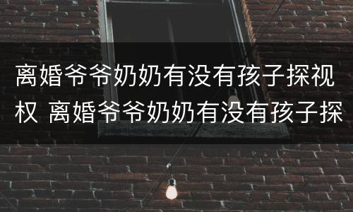 离婚爷爷奶奶有没有孩子探视权 离婚爷爷奶奶有没有孩子探视权呢