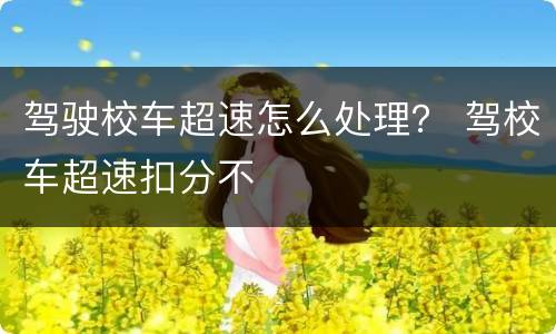 驾驶校车超速怎么处理？ 驾校车超速扣分不