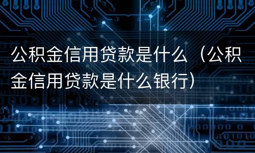 公积金信用贷款是什么（公积金信用贷款是什么银行）