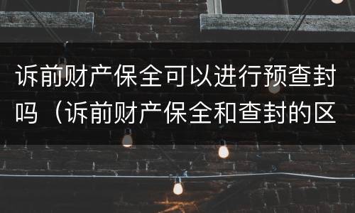 诉前财产保全可以进行预查封吗（诉前财产保全和查封的区别）