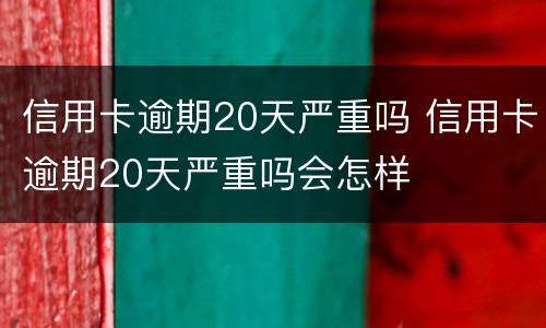 信用卡逾期20天严重吗 信用卡逾期20天严重吗会怎样