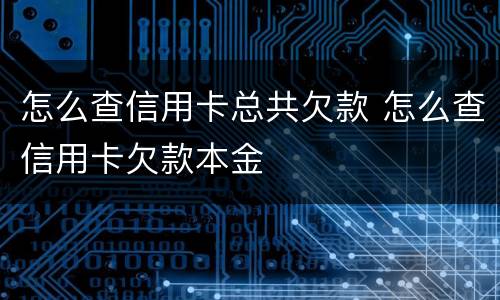 怎么查信用卡总共欠款 怎么查信用卡欠款本金