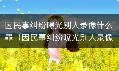 因民事纠纷曝光别人录像什么罪（因民事纠纷曝光别人录像什么罪行）