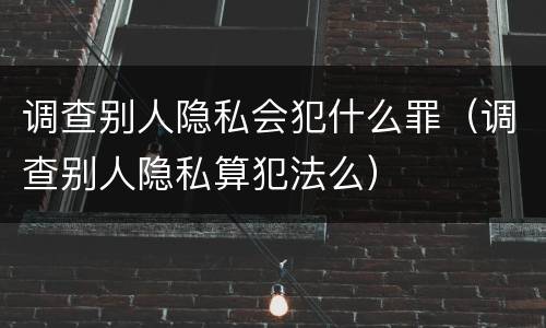 调查别人隐私会犯什么罪（调查别人隐私算犯法么）