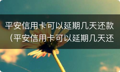 平安信用卡可以延期几天还款（平安信用卡可以延期几天还款不上征信）
