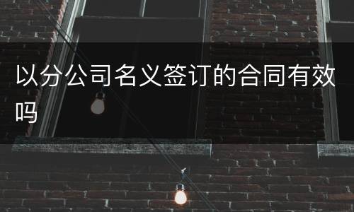 以分公司名义签订的合同有效吗