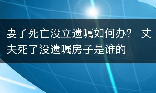 妻子死亡没立遗嘱如何办？ 丈夫死了没遗嘱房子是谁的