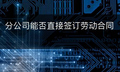 分公司能否直接签订劳动合同