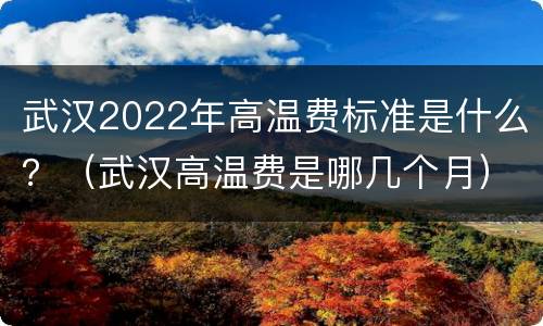 武汉2022年高温费标准是什么？（武汉高温费是哪几个月）