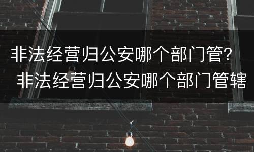非法经营归公安哪个部门管？ 非法经营归公安哪个部门管辖么