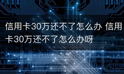 信用卡30万还不了怎么办 信用卡30万还不了怎么办呀