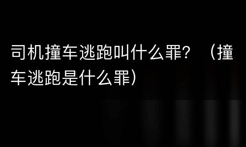 司机撞车逃跑叫什么罪？（撞车逃跑是什么罪）
